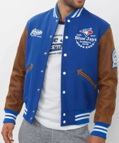 Toronto Blue and Brown blue jays letterman jacket
