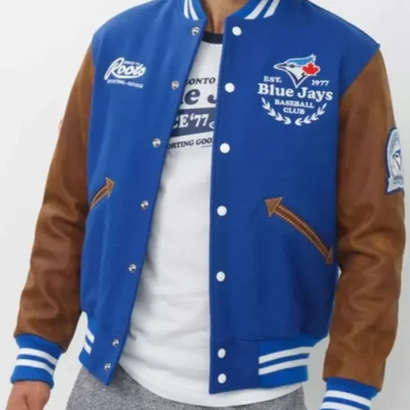 Toronto Blue and Brown blue jays letterman jacket