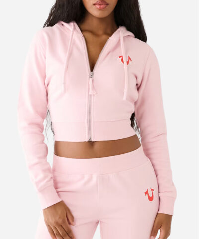 True Religion Big T Logo Cropped Hoodie front
