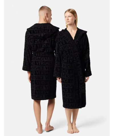 Unisex Black Versace Robe front