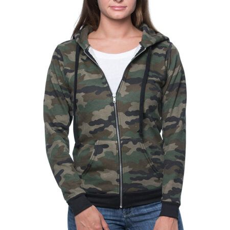 Unisex Camo Fleece Full Zip Hoodie front
