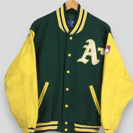 Vintage 90s Oakland Athletics Leather Bomber Varsity Jacket