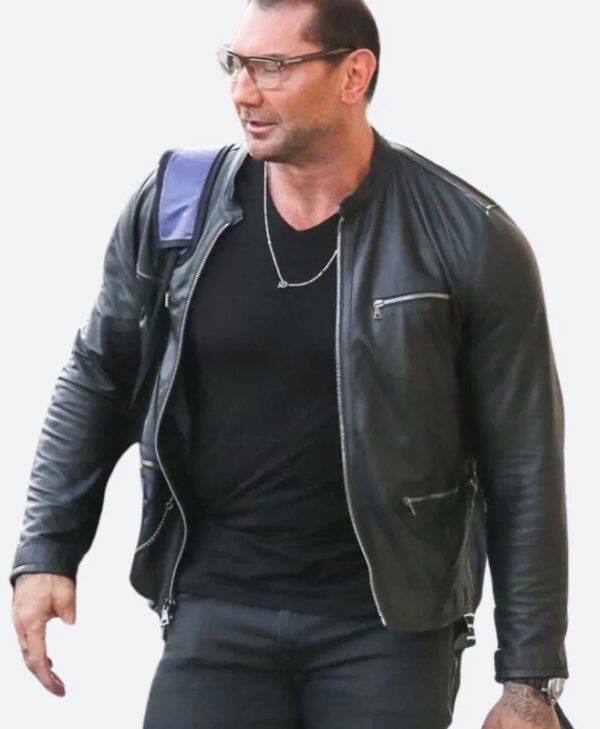 WWE Dave Bautista Black Leather Jacket front