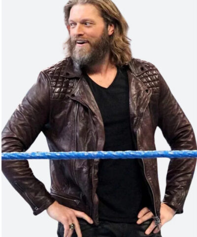 WWE Edge Brown Leather Jacket front