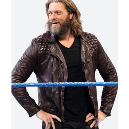 WWE Edge Brown Leather Jacket front