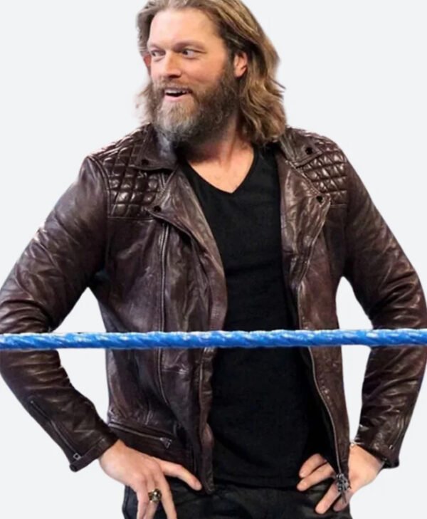 WWE Edge Brown Leather Jacket front
