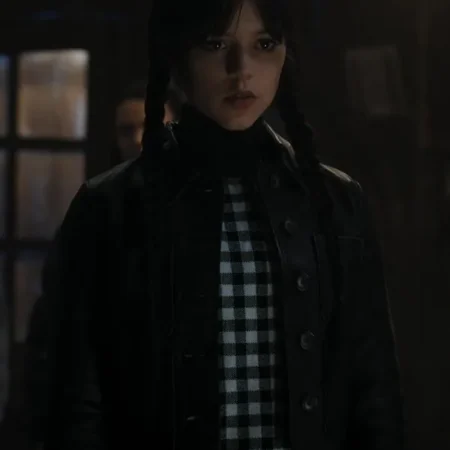 Wednesday Addams TV Series Jenna Ortega Black Leather Jacket