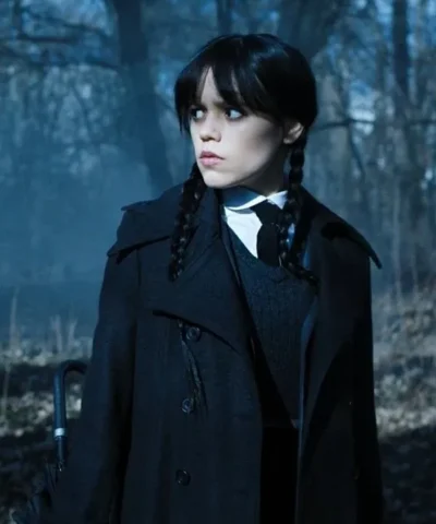 Wednesday Addams Wednesday 2022 Jenna Ortega Black Wool Coat