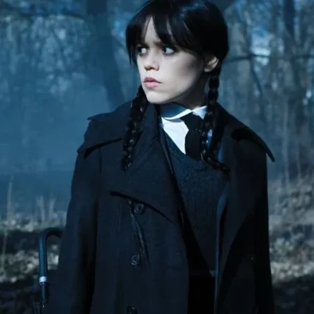 Wednesday Addams Wednesday 2022 Jenna Ortega Black Wool Coat