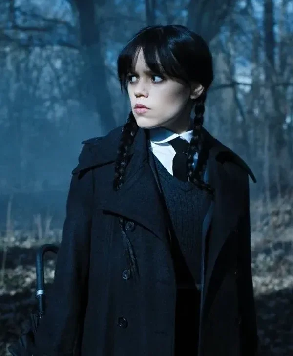 Wednesday Addams Wednesday 2022 Jenna Ortega Black Wool Coat