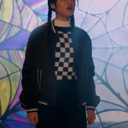 Wednesday Jenna Ortega Black Bomber Jacket