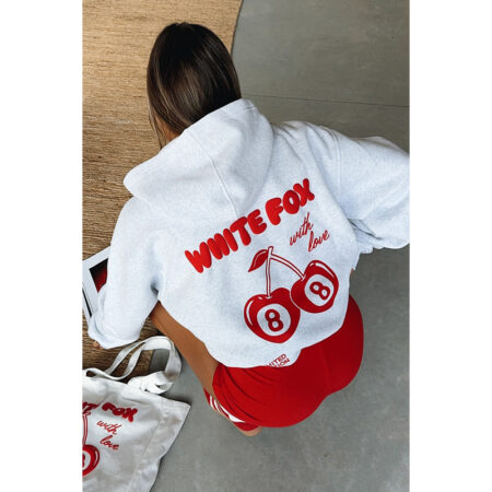 White Fox Cherry Oversized Hoodie back