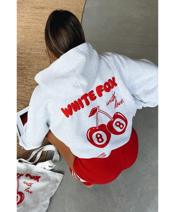 White Fox Cherry Oversized Hoodie back