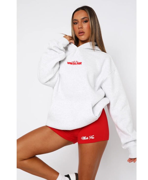 White Fox Cherry Oversized Hoodie front