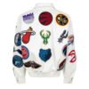 White NBA Teams Collage Jeff Hamilton Wool Jacket back