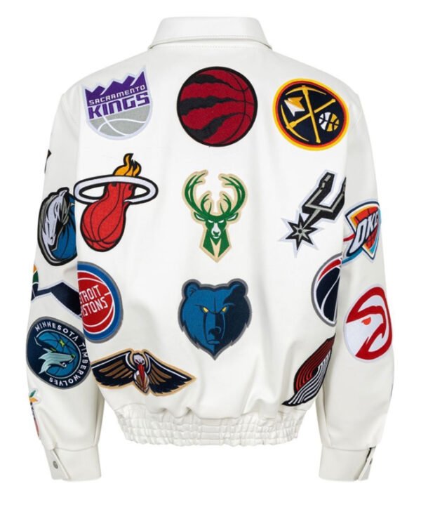 White NBA Teams Collage Jeff Hamilton Wool Jacket back