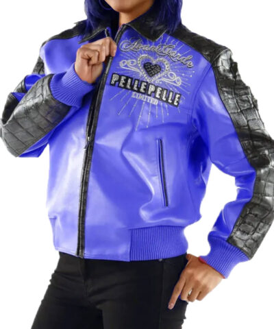 Women Pelle Pelle Avant Garde Blue 37 Years Strong Jacket  36387
