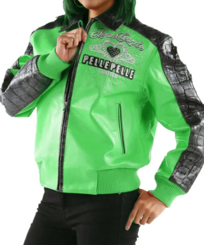 Women Pelle Pelle Avant Garde Green 37 Years Strong Jacket  16533