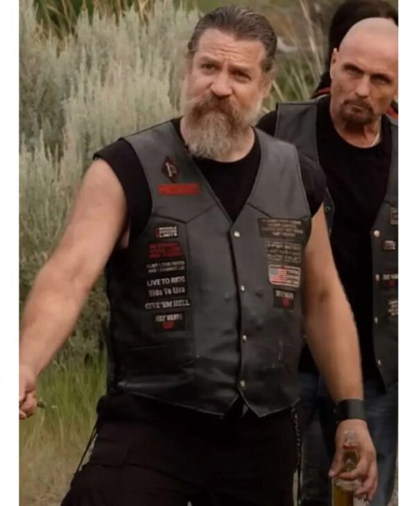 Yellowstone Adam Johnson Black Leather Vest front