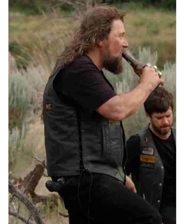 Yellowstone Adam Johnson Black Leather Vest front1