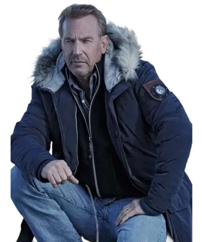 Yellowstone John Dutton Blue Parka Hooded Jacket front