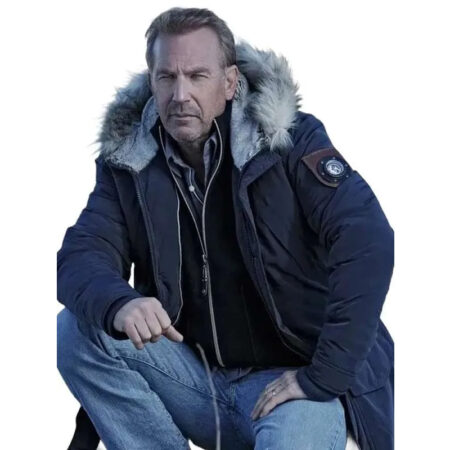 Yellowstone John Dutton Blue Parka Hooded Jacket front