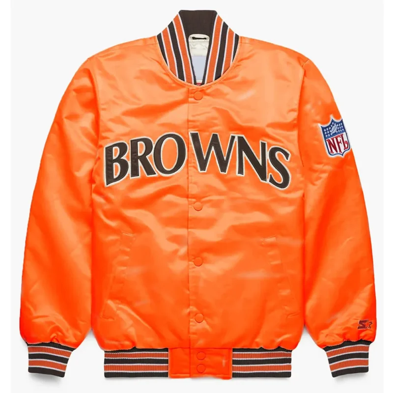 cleveland browns 90s orange satin jacket