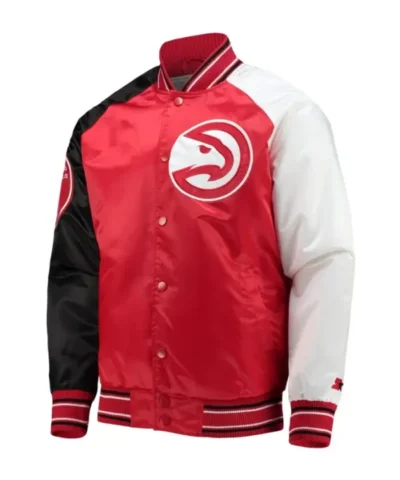 mens atlanta hawks red starter varsity jacket main