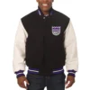 sacramento kings varsity black and white jacket