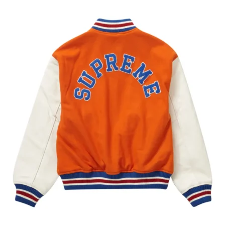 02 Supreme Tiger Orange White Varsity Jacket