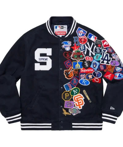 1 Supreme New Era MLB Black Varsity Jacket