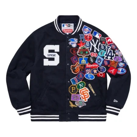 1 Supreme New Era MLB Black Varsity Jacket
