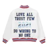 2 Supreme X Mitchell Ness White Satin Varsity Jacket scaled 1
