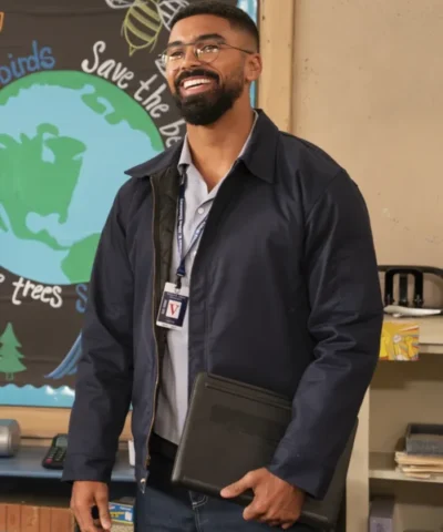 Abbott Elementary S04 Matthew Law Blue Polyester Jacket