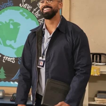 Abbott Elementary S04 Matthew Law Blue Polyester Jacket