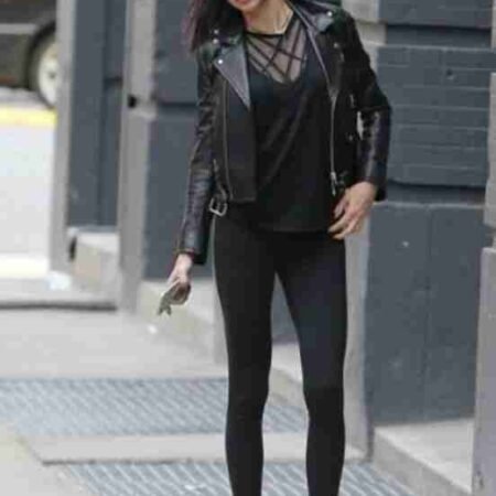 Adriana Lima Black Leather Jacket