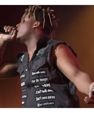 American Rap Singer Juice Wrld Black Denim Vest