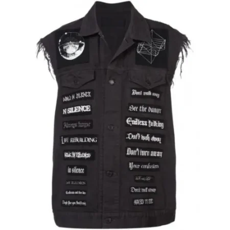 American Rap Singer Juice Wrld Black Denim Vest For Sale