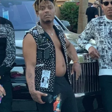 American Rapper Juice Wrld Denim Studded Black Vest