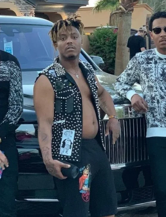 American Rapper Juice Wrld Denim Studded Black Vest