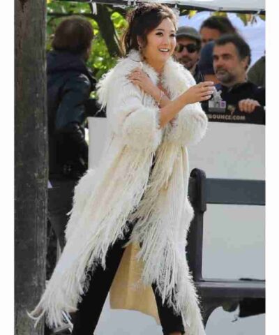 Ashley Park Emily In Paris Fur Trench Coat