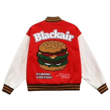 Better with Burger Fries Letterman Black Air Red Jackets