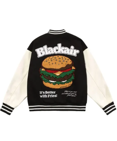 Better with Burger Fries Letterman Black Jackets