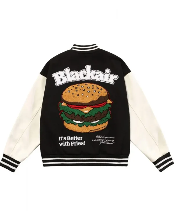 Better with Burger Fries Letterman Black Jackets