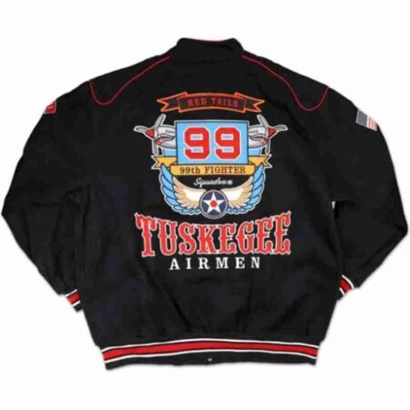 Big Boy Tuskegee Airmen Red Tails S5 Men Racing Twill Black Jacket