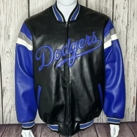 Black Blue MLB Los Angeles Dodgers Leather Jacket
