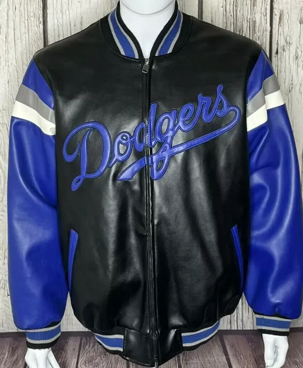 Black Blue MLB Los Angeles Dodgers Leather Jacket
