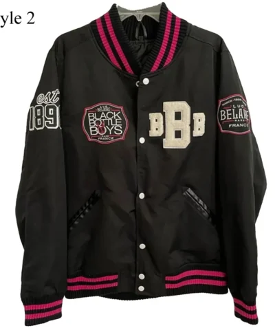 Black Bottle Boy Bomber Black Varsity Jacket