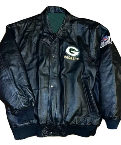 Black Green Bay Packers Pro Player Leather Jacket
