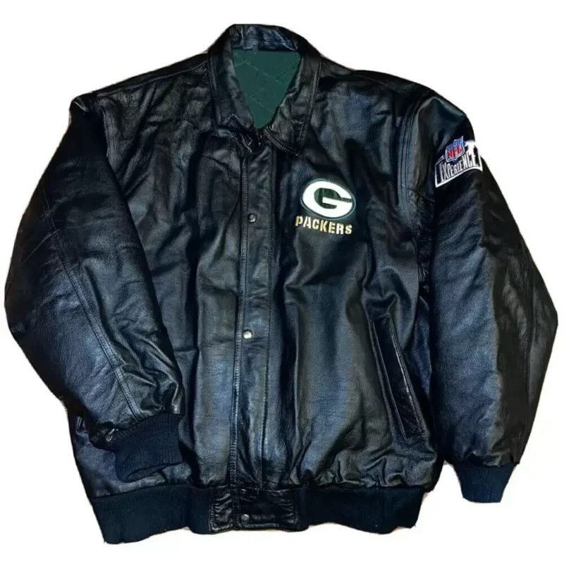 Black Green Bay Packers Pro Player Leather Jacket